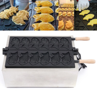 Elektrische fischförmige Taiyaki Waffelmaschine Gewerbliche Kuchenbäckerei