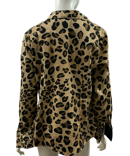 Lane Bryant Shirt Button Front Animal Print Sz 14 Long Sleeve Women’s Top Career - Picture 6 of 11