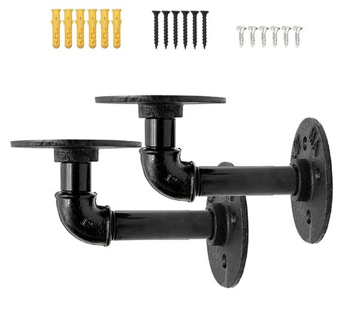 2x Tubo Soporte de Estante Ménsula Ángulo de Estantería Retro Pared 15cm Consola