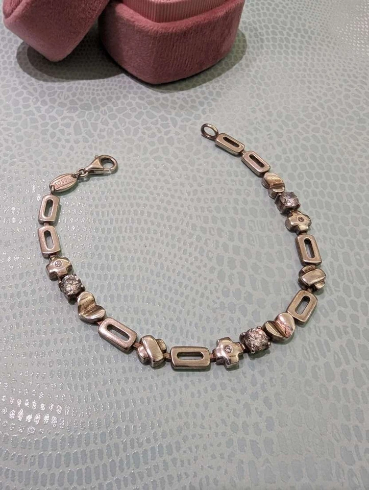 FOSSIL Damenarmband 925 Silber mit Herz & Kreuz Zirkonia 19 cm - Bild 3 von 4