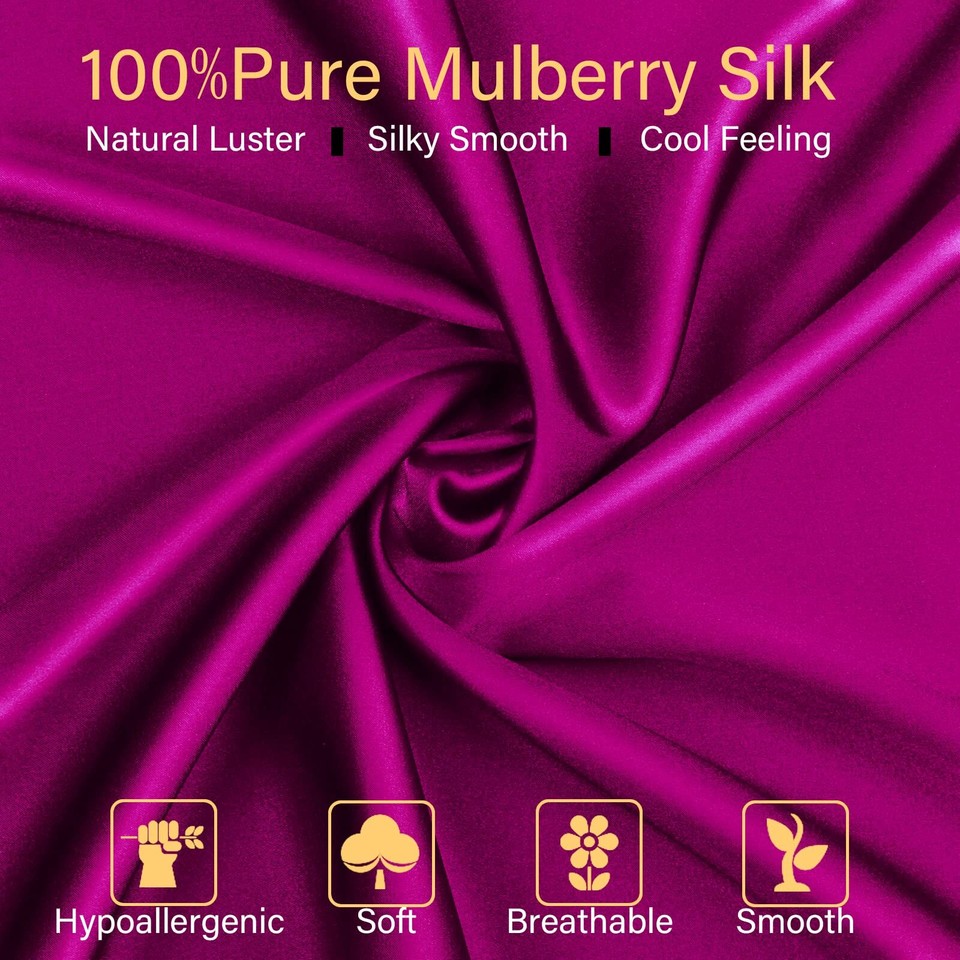 100 Mulberry Silk Pillowcase 2 Pack for Hair and Skin,with Zipper,Both