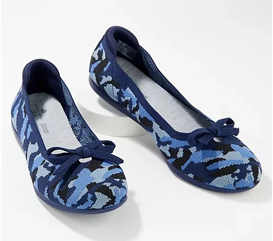 Ballerine Clarks Cloudsteppers lavabili in maglia con fiocco Carly Hope mimetica marina 6 5 M A397196