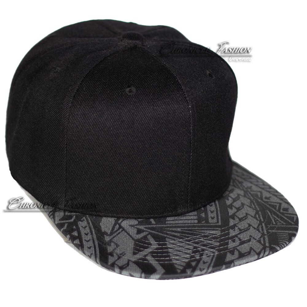 Hawaiian Kakau Tattoo Snapback Flat Bill Adjustable Baseball Cap Mens Blank Hat