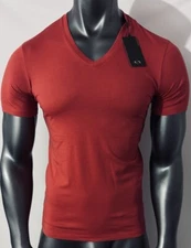 New Armani Exchange Men's Slim Fit  V Neck Plain Short Sleeve Shirt