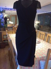 Coast black fitted stretch dress with rose gold zip detail size 6
