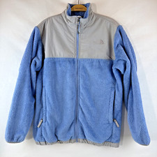 THE NORTH FACE Fleece Jacket Girls XL Plush Blue/Gray Full Zip Soft Fuzzy Warm
