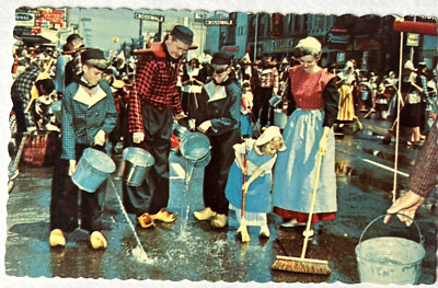 Holland MI Tulip Time Adults & Kids in Dutch Costume c1960s Postcard UNP  - a10