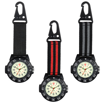 Clip on Carabiner Watch Quartz Analog Luminous Hand Outdoor Waterproof Watch