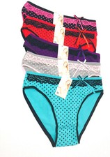 Women's Panties-Polka Dot Lace Trim/Bow-5Pk Assorted-M, L XL -New With Tag