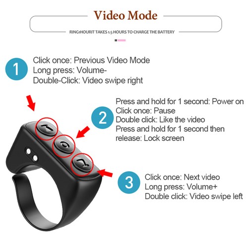 For TikTok Scrolling Ring Remote Control, Phone Ebook APP Page Turner New K1E3 - Bild 4 von 11