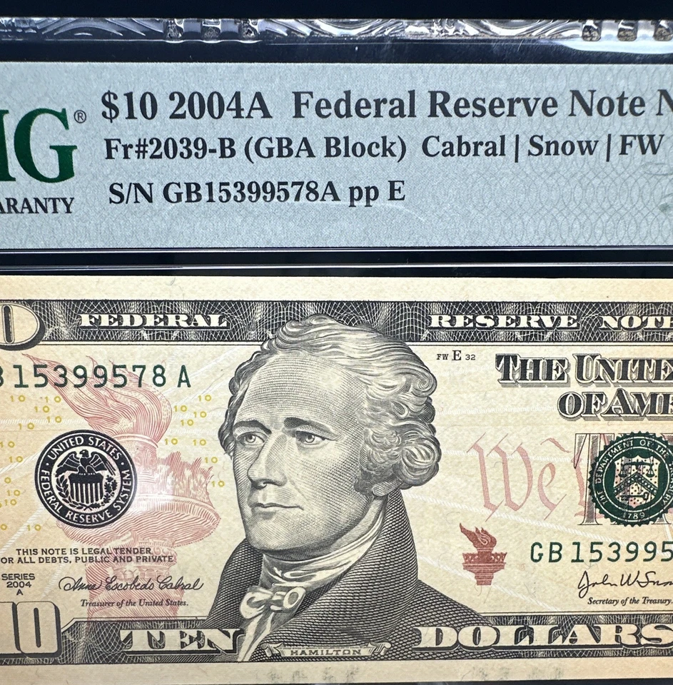 $10 2004A Federal Reserve Note New York Fr#2039-B (GBA Block) Cabral/Snow 66EPQ - Image 3 of 4