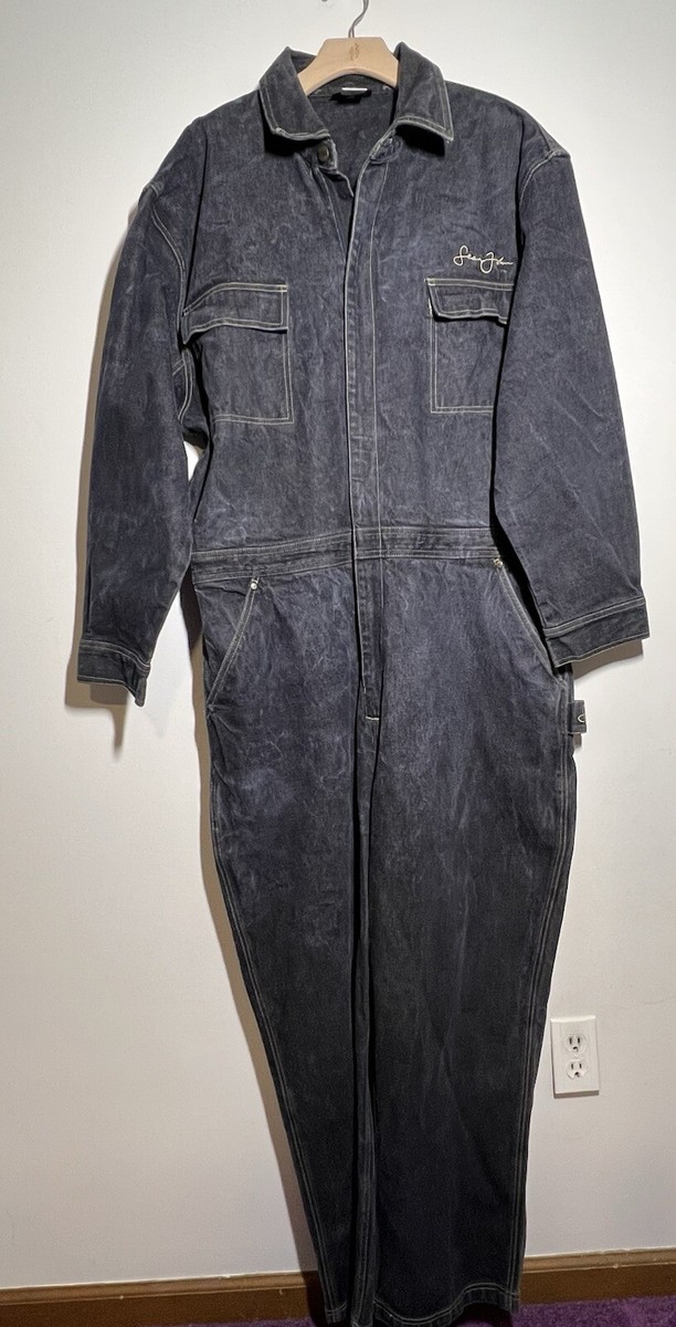 1990s  Jeans coverall カバーオール RARE Sean John Black Denim Coveralls VTG 90's Full Denim