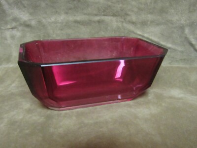 Victorian Rubena Art Glass Octagon Shaped Candy/Mint Dish Polished Surface