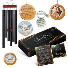 Personalized Memorial Wind Chimes with Custom Photo Pendant & Letter from Hea...
