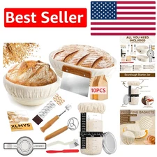 Complete Sourdough Starter Kit with 9-Inch Round & 10-Inch Oval Proofing Baskets