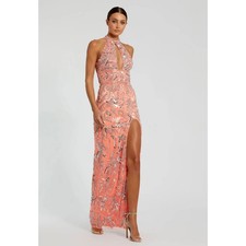 Mac Duggal Pink Embellished High Neck Gown with Slit NWT size 2