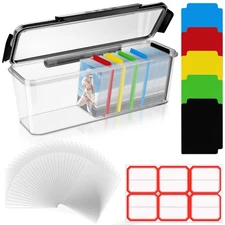 Trading Card Storage Box With 500 Penny Sleeves And 5 Dividers And 1 Label Sh...