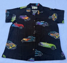 Koko Island HotRod Car Hawaiian Shirt Mens XL Beach Flames Black/Colorful Resort