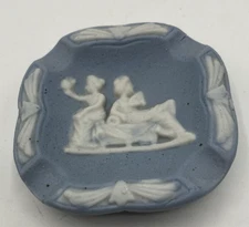 Vintage Occupied Japan Blue Jasperware Goddess Pottery Ashtray Trinket Dish