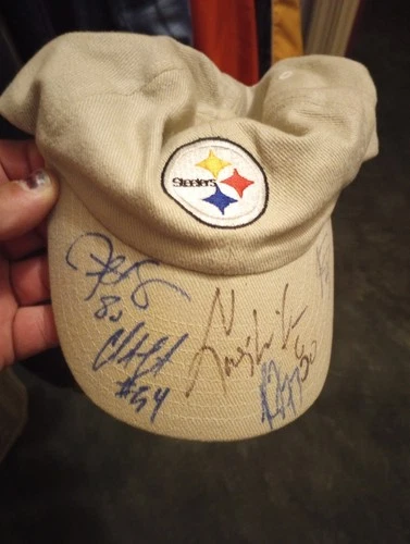 Pittsburgh Steelers Autographed Original Beige Football Hat Multiple Signatures