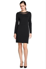 Red Valentino Wool Knit Dress Black Sheer Dotted Mesh Neck Bow Made in Italy S