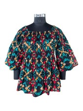 African Smocked Peplum Blouse One Size,3/4 Sleeve,Ankara Top,Same Day Shipping
