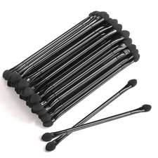 30-Pack Dual-Sided Disposable Eyeshadow Brushes 12 Cm Round Handle Black
