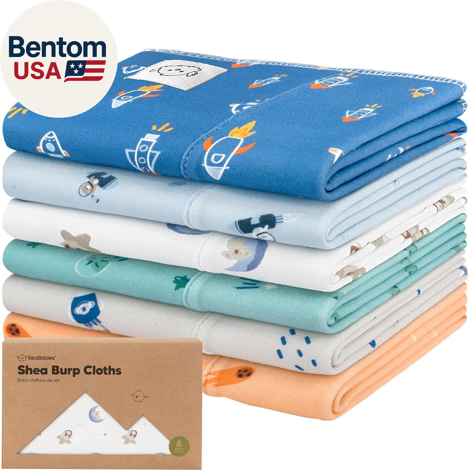 Organic Burp Cloths Baby Boy, Girl - 6-Pack Large 100% Cotton Burping Cloths for