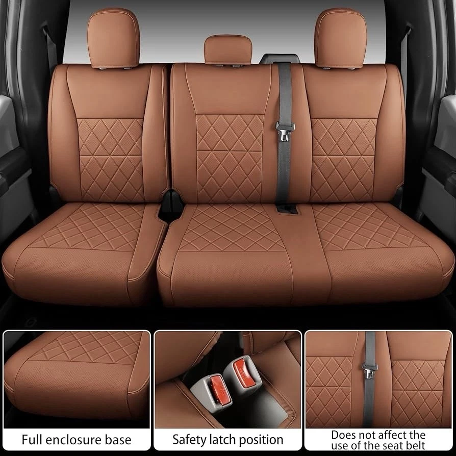 F150 Seat Covers, Napa Leather, Custom fit 2015-2020 F150 Full Set Brown - Image 4 of 4