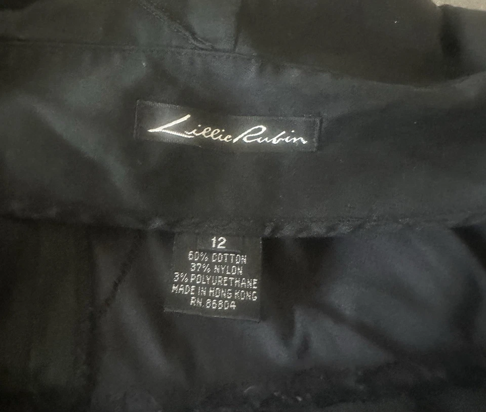 PANTALONES NEGROS LILLIE RUBIN - 12 - VINTAGE - patrón de desplazamiento y elástico - sólidos Foto 2 de 4