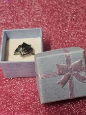 Black Gold Filled Heart Shaped Green Cubic Zirconia Ring Size 9