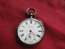Antique English Isaac Jabez Theo Newsome Private Label Silver KWKS Pocket Watch