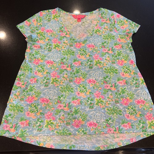 Lilly Pulitzer X Disney Etta Top XL Blue Ibiza Mickey Minnie NWOT