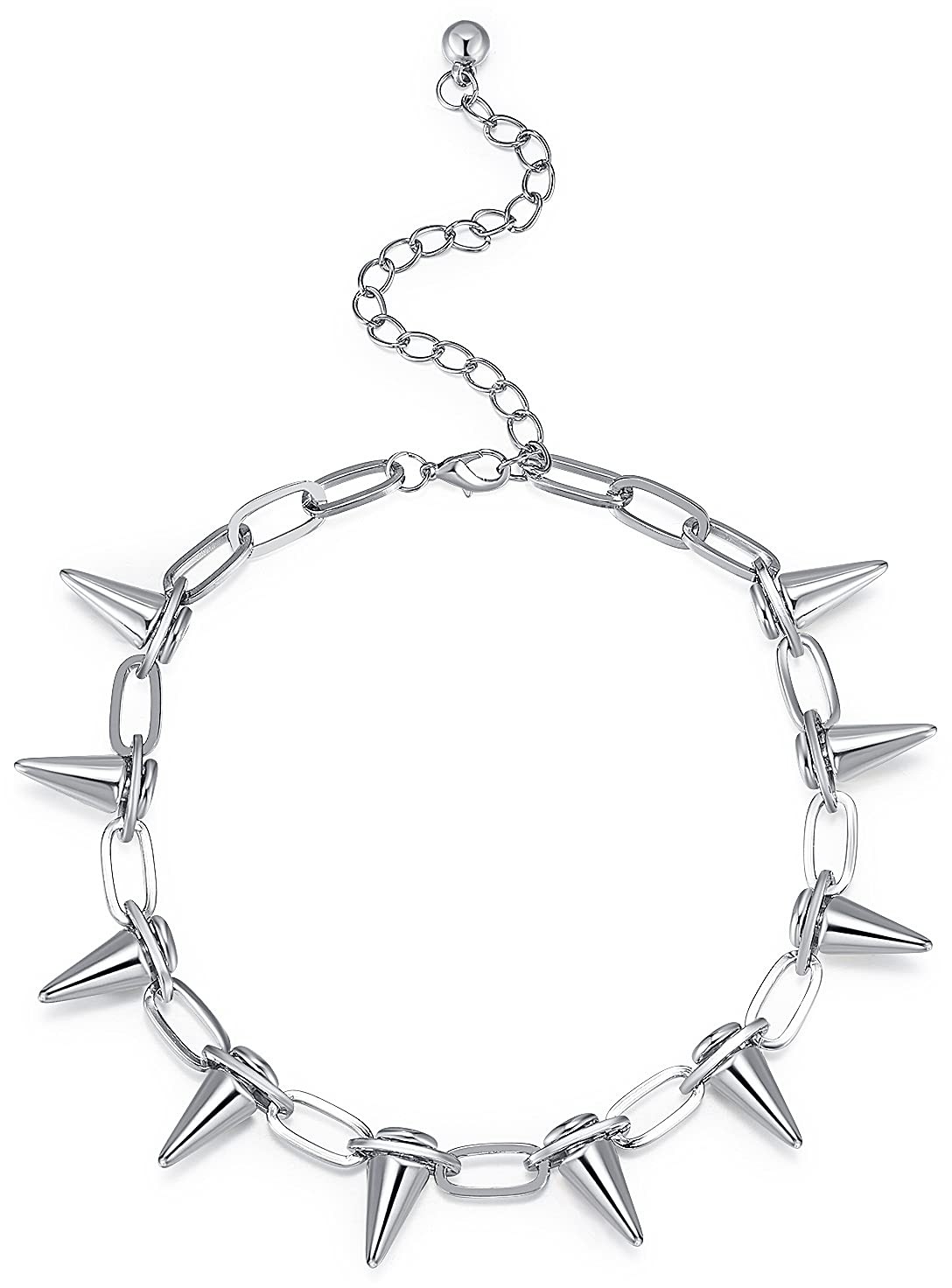 Spike Necklace Choker Rivet Goth Necklaces Chokers with Spikes Silver