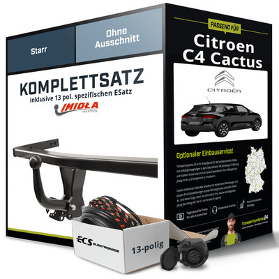 Für CITROEN C4 Cactus I Anhängerkupplung starr +eSatz 13pol 09.2014-03.2018 Set