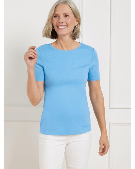 Talbots light blue 100% cotton basic short sleeve… - image 1