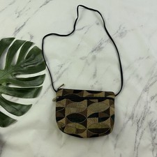 Danny K Vintage Y2k Tapestry Purse Bag Tan Brown Geometric Cross Body Boho
