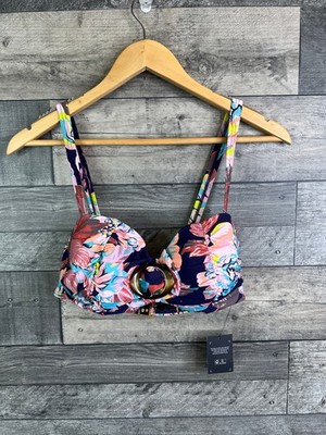 Joanna Hope Bikini Oberteil Gr. 34D Navy Blumen abnehmbare Träger Bandeau Urlaub Swi
