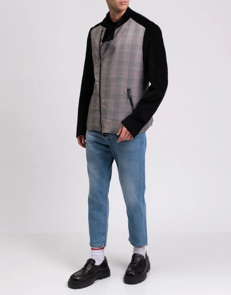 RRP€785 TOM REBL Jacket IT52 US42 XL Wool Blend Black Plaid Lined Made in Italy - Image 3 of 4