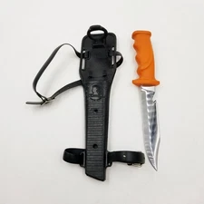 Vintage Japan Eternal Dive Knife Leg Sheath Straps 6" Stainless Serrated Diver