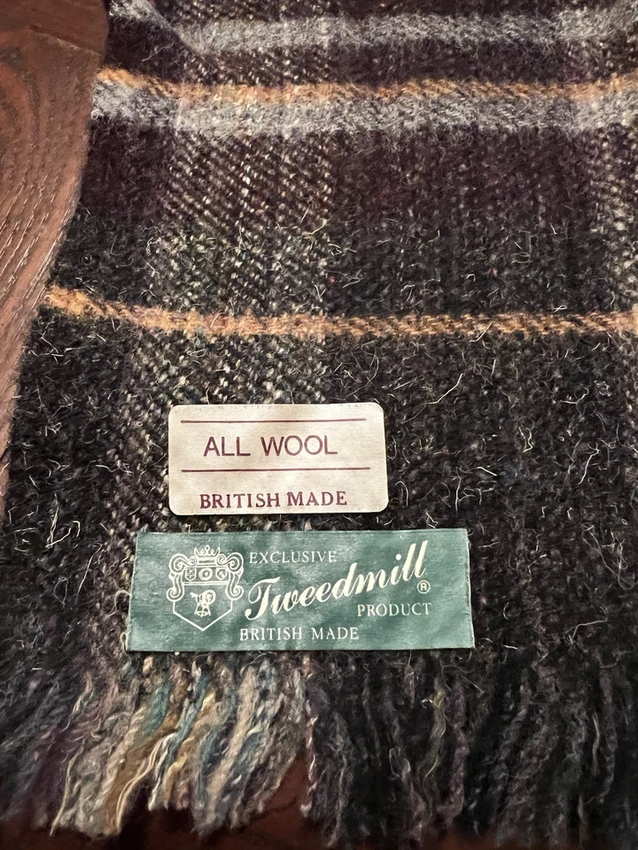 Tweedmill  British made all Wool plaid throw, Black Gray Burgundy Tan New - Image 3 of 4