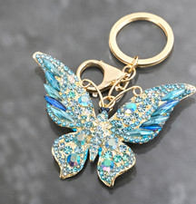 Bling Rhinestone Bag Charm Keychain -Blue Sparkle Purse Charm Valentine Gift