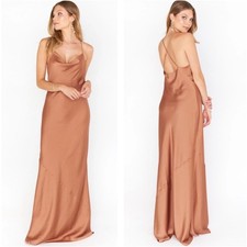 Show Me Your Mumu Copper Satin Tuscany Maxi Slip Dress Large 