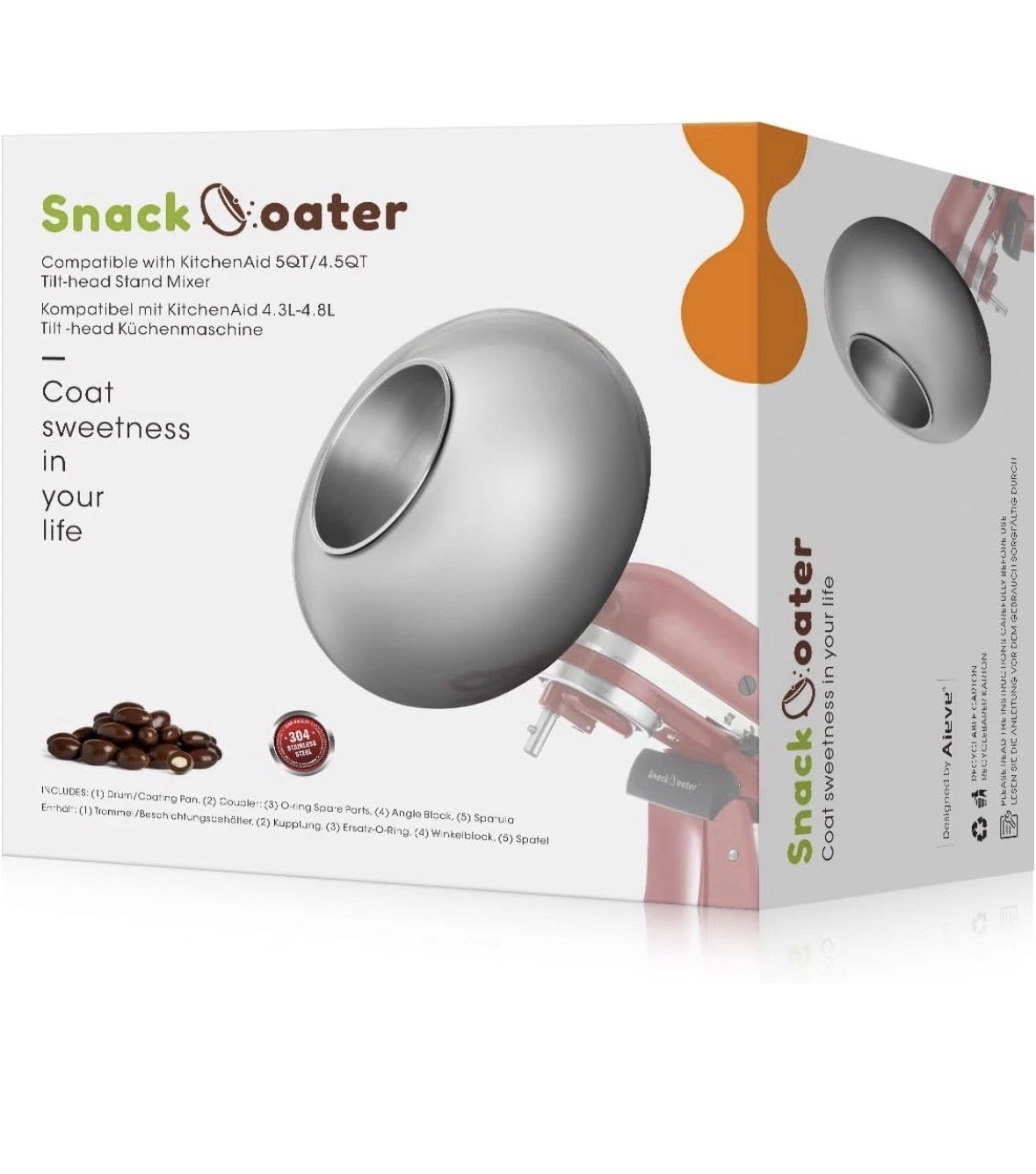 Snack Coater Compatible with Kitchenaid Tilt-Head Stand Mixer for Making Chocola
Opens in a new wind