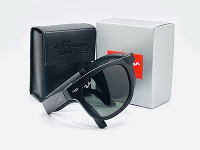 Ray-Ban Wayfarer Folding 50mm Sunglasses - Matte Black Frame/ Green Lens RB4105