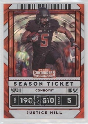 2020 Panini Contenders Draft Picks Red Zone Ticket 12/20 Justice Hill #57 n1u