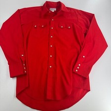 Tru West Rockmount Ranch Wear Shirt MENS Red Snap Close Long Sleeve SIZE 16.5-35