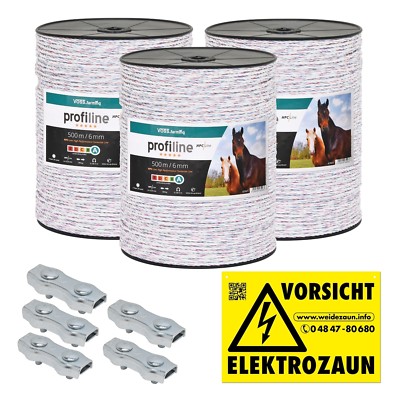 1500m Kunststoffseil 6mm Seilverbinder Weidezaunseil Weidezaun Litze Kordel