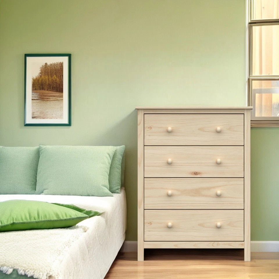 Cómoda 4 cajones 30" madera maciza - Dormitorio, armario, salón Foto 3 de 4