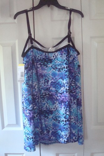 Ladies Plus Bathing Suit Blue Empire Size 22W Tropical Escapes - Picture 2 of 2